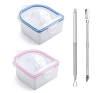 HKM-316755 Double Layer Manicure Tool Set with Nail Soaking Bowl and Removers - Available in Multiple Colors