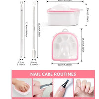 HKM-316755 Double Layer Manicure Tool Set with Nail Soaking Bowl and Removers - Available in Multiple Colors