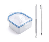 HKM-316755 Double Layer Manicure Tool Set with Nail Soaking Bowl and Removers - Available in Multiple Colors