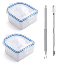 HKM-316755 Double Layer Manicure Tool Set with Nail Soaking Bowl and Removers - Available in Multiple Colors