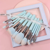 HKM-964947 12-Piece Makeup Brush Set with Long Wooden Handles and Man-Made Fiber Brush Heads