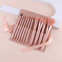 HKM-964947 12-Piece Makeup Brush Set with Long Wooden Handles and Man-Made Fiber Brush Heads