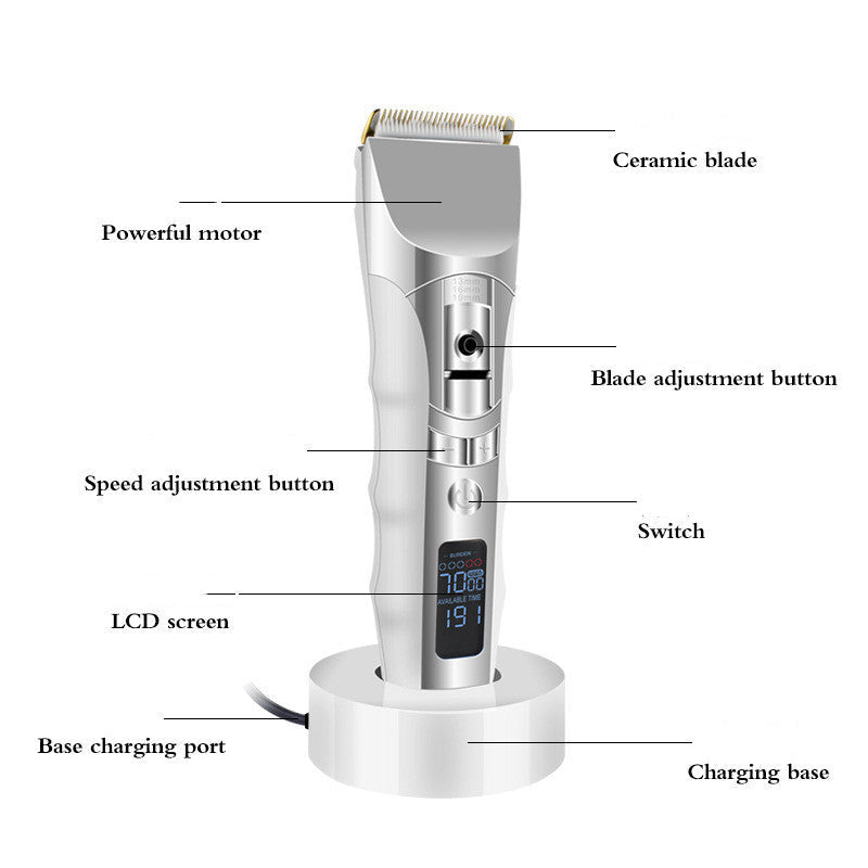 HKM-233683 Rechargeable LCD Display Hair Clipper with Five-Speed Control and Fine Adjustment