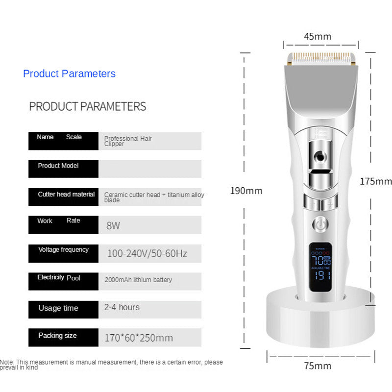 HKM-233683 Rechargeable LCD Display Hair Clipper with Five-Speed Control and Fine Adjustment