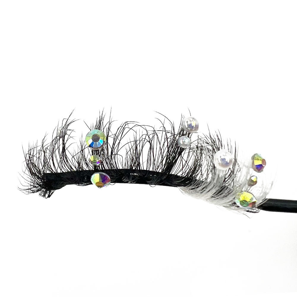 HKM-944851 Handmade Diamond Glitter False Eyelashes – Mink-Shaped Solid Color Styles ZC201-JZ to ZC210-JZ