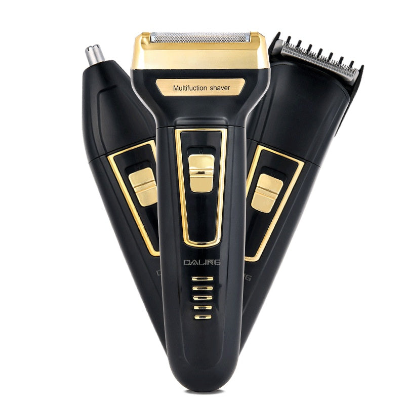HKM-101459 Rechargeable Electric Razor with Nose and Hair Cutting Heads - Model DL 9001, 60 Minutes Use Time