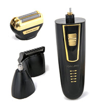 HKM-101459 Rechargeable Electric Razor with Nose and Hair Cutting Heads - Model DL 9001, 60 Minutes Use Time