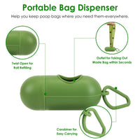 HKM-852435 Heavy Duty Dog Poop Rake & Swiveling Bin with Extra Long Handle and Waste Bag Dispenser