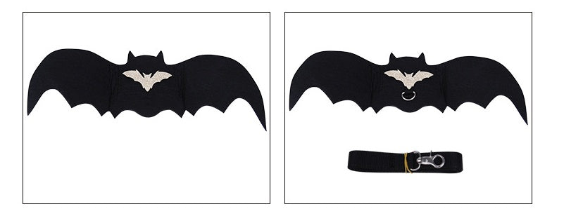HKM-753171 Bat Wing Costume for Pets - Black Polyester and Felt Halloween Apparel for Small Animals