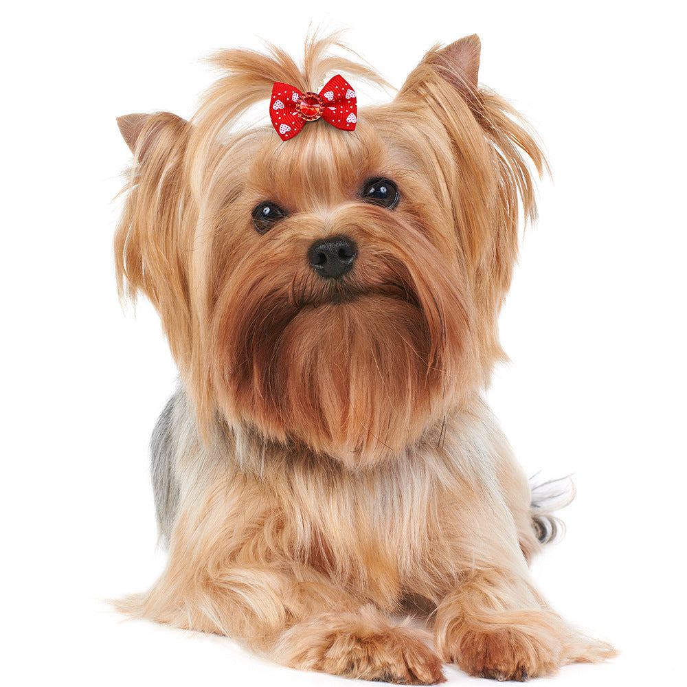 HKM-848851 Pet Hair Bow Accessories with Rubber Band for Dogs and Cats - Pack of 50 Floral Hair Scrunchies
