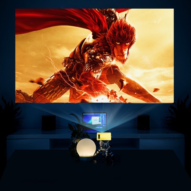 KTX-593555 1080P LED Mini High-Definition Projector with Portable Design and Built-in Speaker