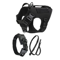 HKM-752339 Tactical Dog Vest for Medium to Large Dogs - Quick Release Chest Strap with Collar and Traction Rope Set