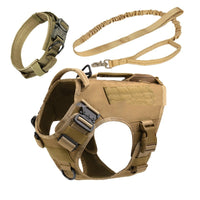 HKM-752339 Tactical Dog Vest for Medium to Large Dogs - Quick Release Chest Strap with Collar and Traction Rope Set