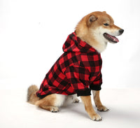 HKM-446931 Thick Fleece-Lined Plaid Hooded Two-Leg Dog Sweater for Winter Wear