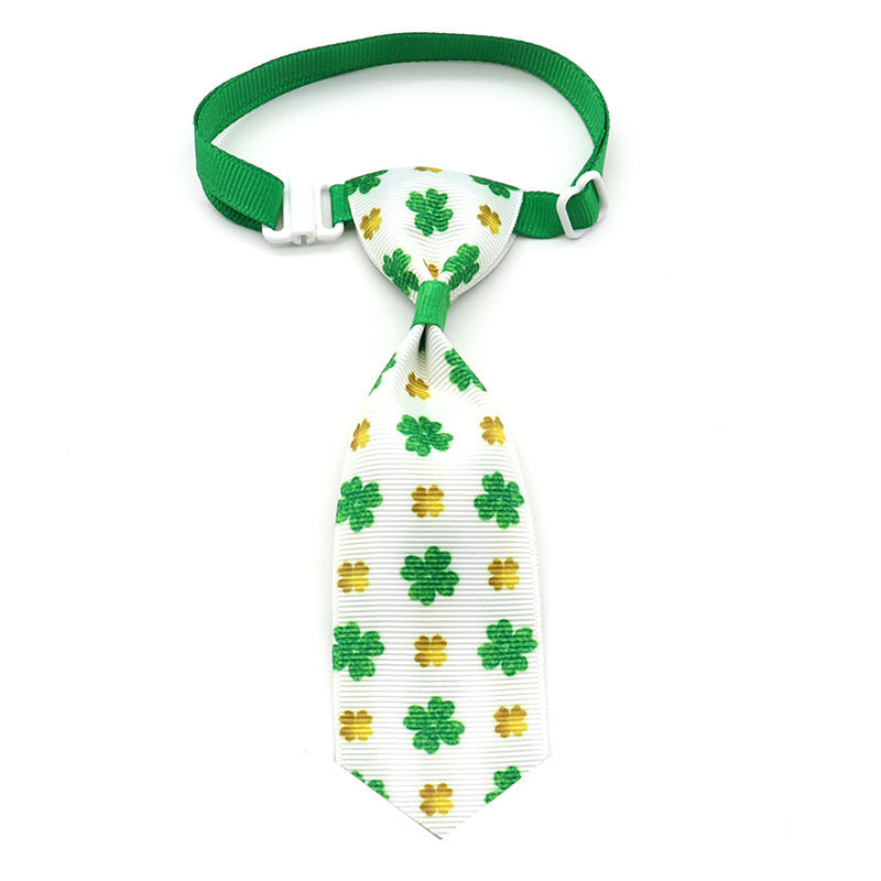 HKM-386643 St. Patrick's Day Adjustable Four-leaf Clover Pet Tie for Festive Celebrations