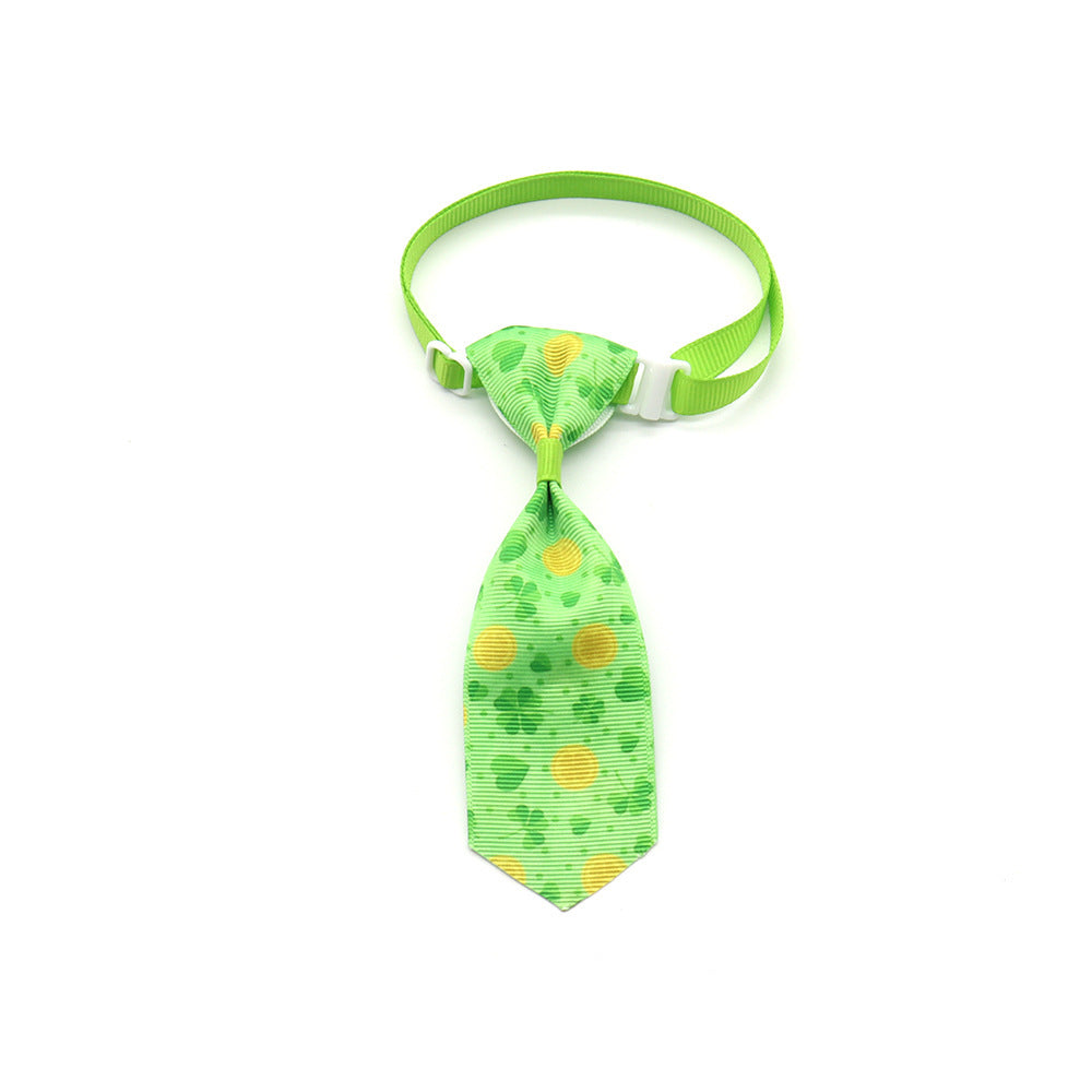 HKM-386643 St. Patrick's Day Adjustable Four-leaf Clover Pet Tie for Festive Celebrations