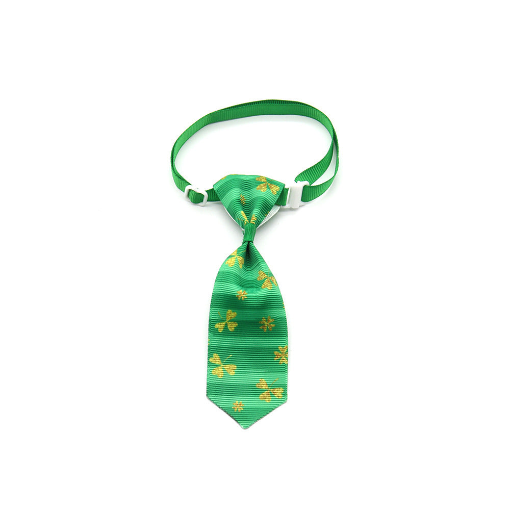 HKM-386643 St. Patrick's Day Adjustable Four-leaf Clover Pet Tie for Festive Celebrations