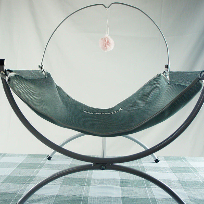 HKM-187667 Cozy Metal Cloth Cat Recliner Bed in Pink and Gray - Soft Nesting Space for Cats