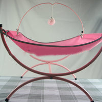 HKM-187667 Cozy Metal Cloth Cat Recliner Bed in Pink and Gray - Soft Nesting Space for Cats