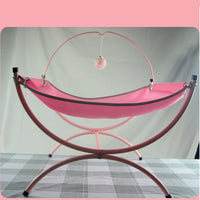 HKM-187667 Cozy Metal Cloth Cat Recliner Bed in Pink and Gray - Soft Nesting Space for Cats