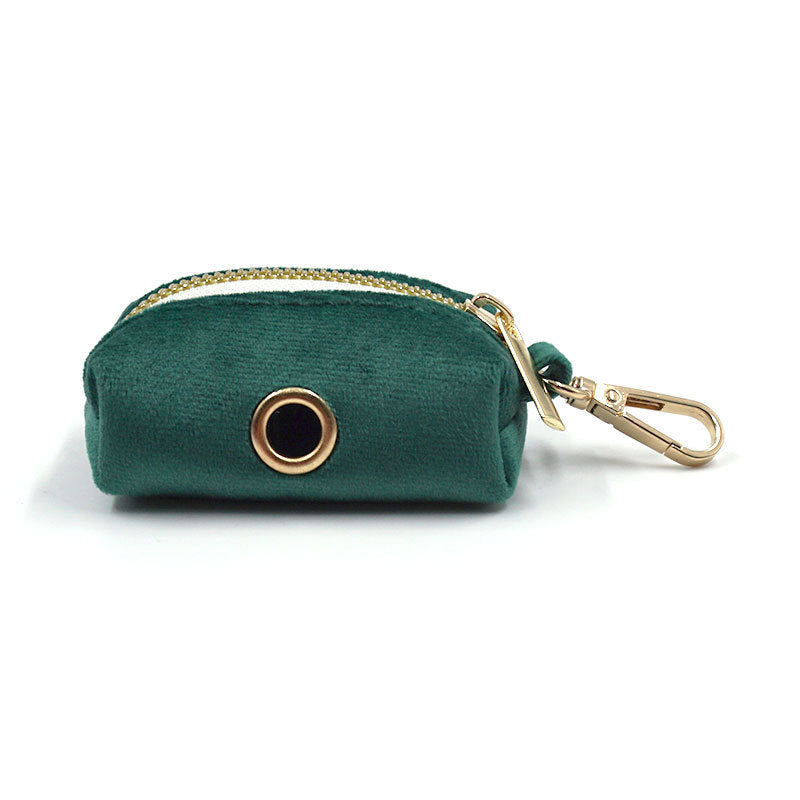 HKM-439315 Christmas Green Velvet Dog Collar with Gold Buckle and Leash Set