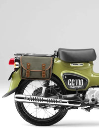 HKM-729619 Vintage Motorcycle Toolkit Crossbody Bag - Heavy Duty Waxed Canvas with Leather Accents