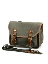 HKM-729619 Vintage Motorcycle Toolkit Crossbody Bag - Heavy Duty Waxed Canvas with Leather Accents