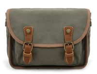 HKM-729619 Vintage Motorcycle Toolkit Crossbody Bag - Heavy Duty Waxed Canvas with Leather Accents