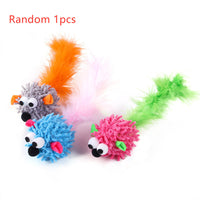HKM-583379 Funny Plush Dragon Mouse Cat Toy with Feather, 16cm Long
