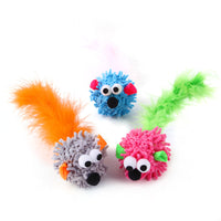 HKM-583379 Funny Plush Dragon Mouse Cat Toy with Feather, 16cm Long