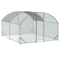 HKM-186515 Large Metal Chicken Coop with Waterproof and UV-Resistant Cover, Walk-In Chicken Run for Outdoor Use - 9.84 x 13.12 x 6.56 Ft