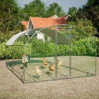 HKM-186515 Large Metal Chicken Coop with Waterproof and UV-Resistant Cover, Walk-In Chicken Run for Outdoor Use - 9.84 x 13.12 x 6.56 Ft