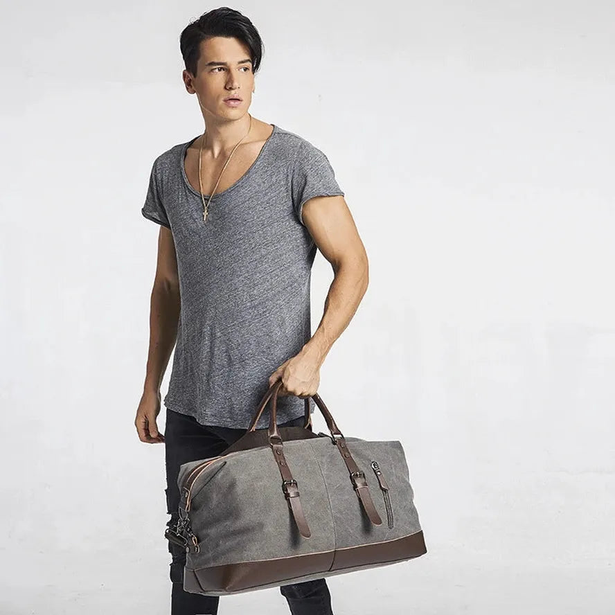 HKM-137043 Large Capacity Waterproof Canvas Travel Duffel Bag - 56x25x32cm