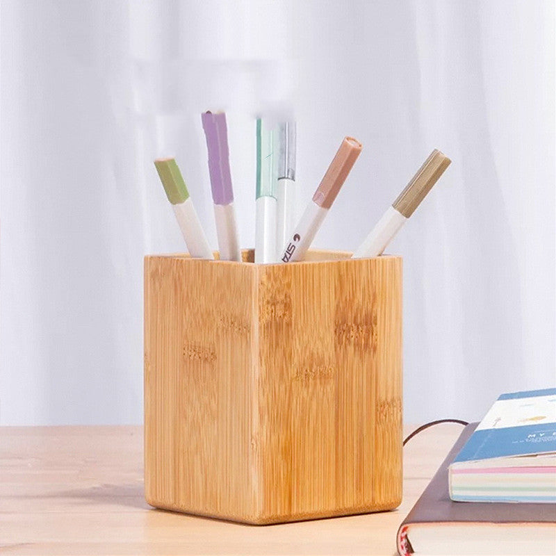 HKM-102931 Bamboo Stationery Storage Jar - Eco-Friendly Pen Holder for Home and Office