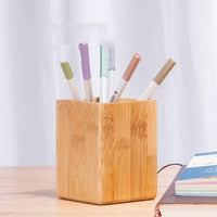 HKM-102931 Bamboo Stationery Storage Jar - Eco-Friendly Pen Holder for Home and Office