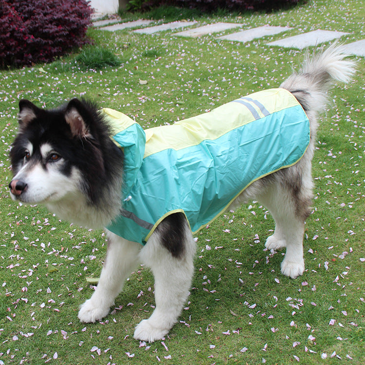 HKM-934995 Waterproof Pet Raincoat with Reflective Strips and Detachable Hood ¨C Ideal for Outdoor Activities