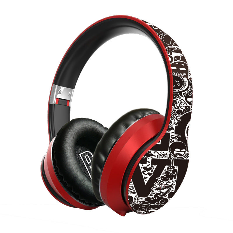 KTX-359123 Foldable and Retractable Bluetooth Headset with Stereo Sound and Graffiti Design