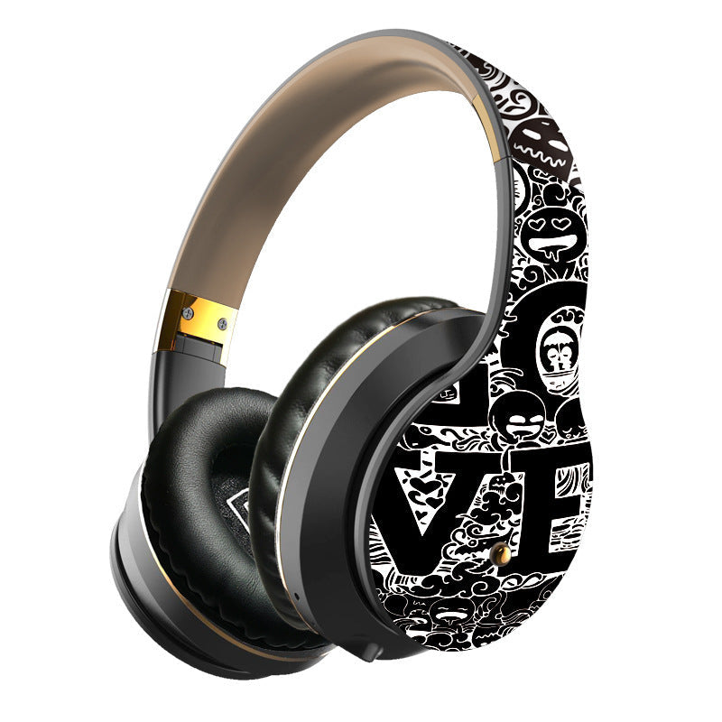 KTX-359123 Foldable and Retractable Bluetooth Headset with Stereo Sound and Graffiti Design