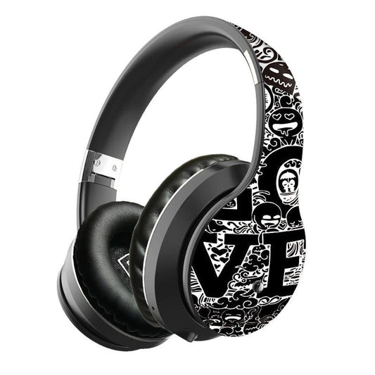 KTX-359123 Foldable and Retractable Bluetooth Headset with Stereo Sound and Graffiti Design