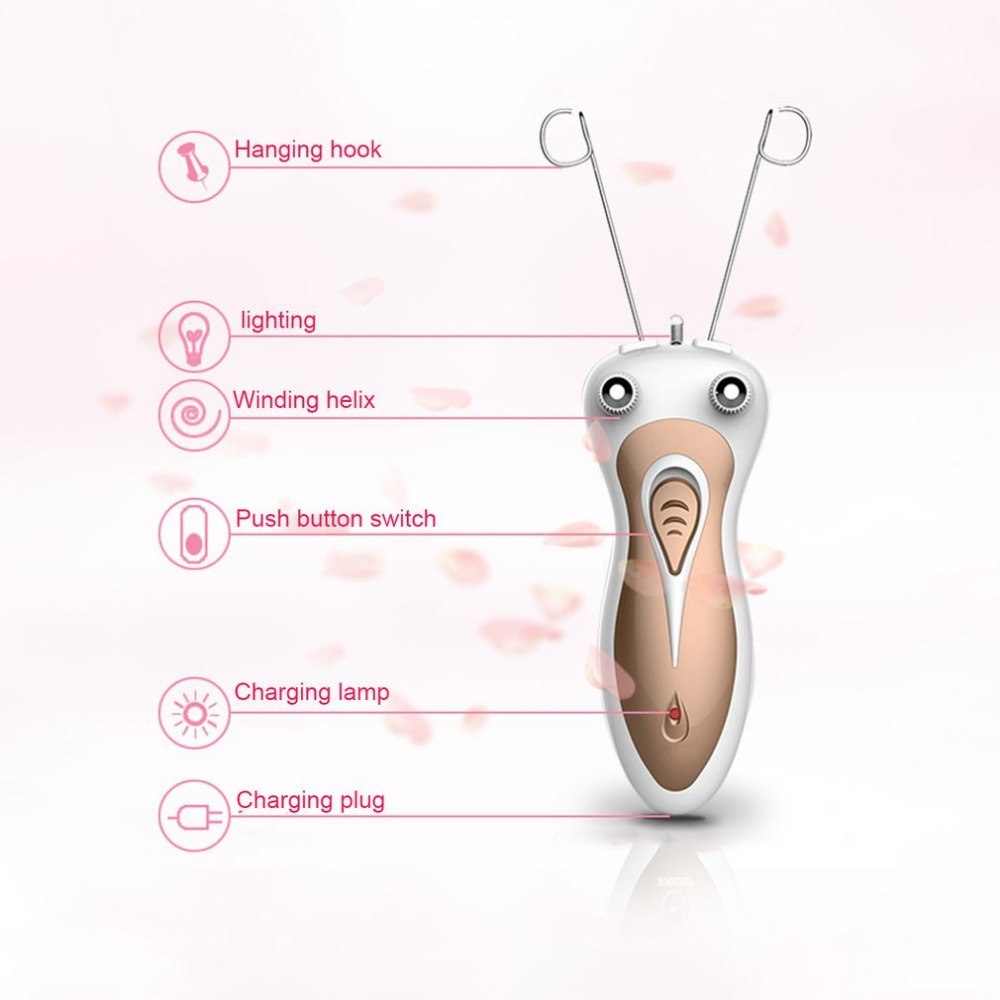 HKM-734099 Electric Facial Hair Remover for Women - Compact Epilator with Cotton Thread and Ergonomic Design