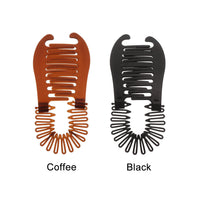 HKM-263827 Large Retro Flower Hair Claws - Adjustable Fish Shape Banana Clip Hairpin in Black and Brown