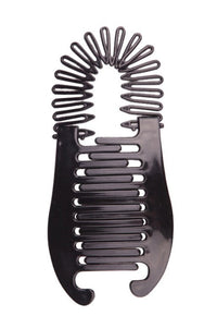 HKM-263827 Large Retro Flower Hair Claws - Adjustable Fish Shape Banana Clip Hairpin in Black and Brown