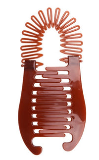 HKM-263827 Large Retro Flower Hair Claws - Adjustable Fish Shape Banana Clip Hairpin in Black and Brown