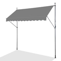 HKM-368339 Retractable Grey Support Canopy with Aluminum-Iron Frame and Polyester Fabric, 300x120x200-300cm