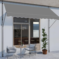 HKM-368339 Retractable Grey Support Canopy with Aluminum-Iron Frame and Polyester Fabric, 300x120x200-300cm