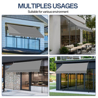 HKM-368339 Retractable Grey Support Canopy with Aluminum-Iron Frame and Polyester Fabric, 300x120x200-300cm