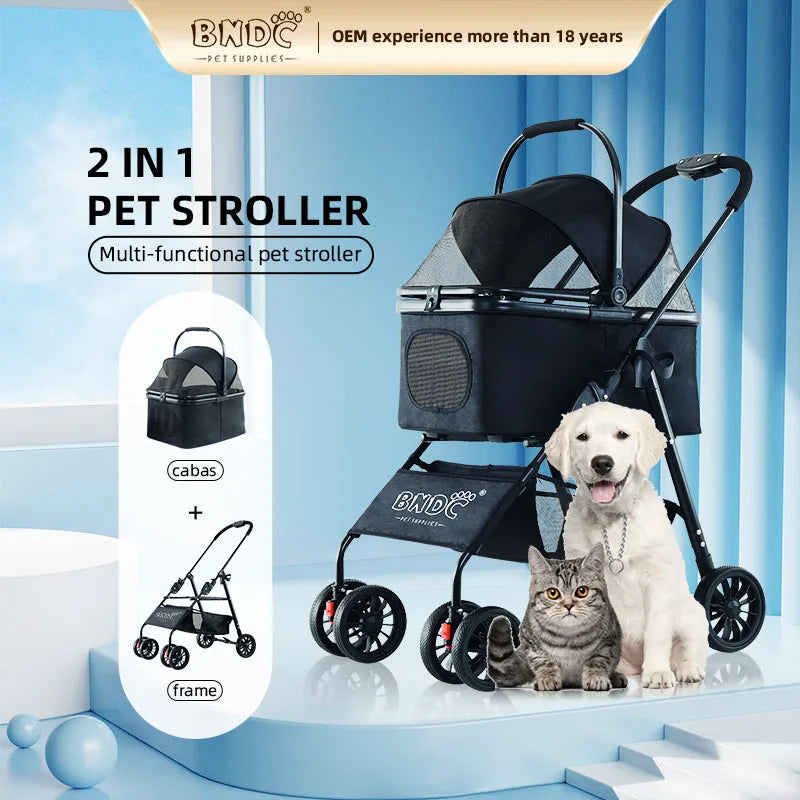 JMT-306314 Foldable Travel Pet Stroller for Dogs and Cats - Lightweight and Compact Design