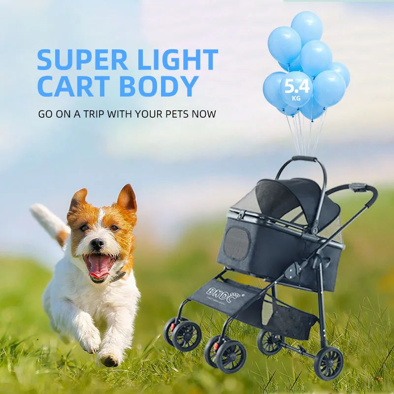 JMT-306314 Foldable Travel Pet Stroller for Dogs and Cats - Lightweight and Compact Design