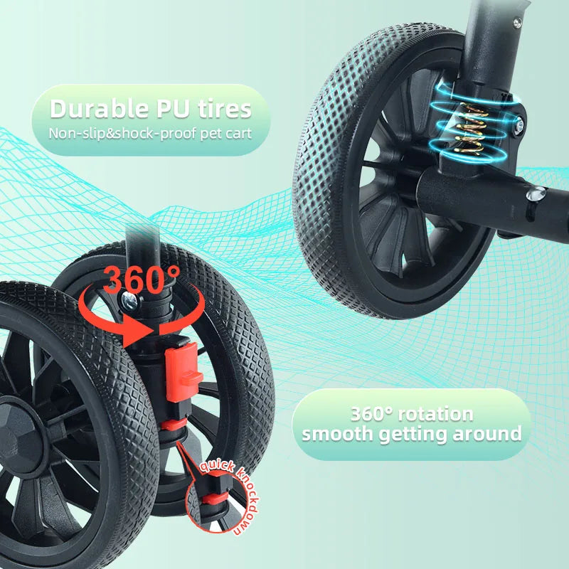 JMT-306314 Foldable Travel Pet Stroller for Dogs and Cats - Lightweight and Compact Design