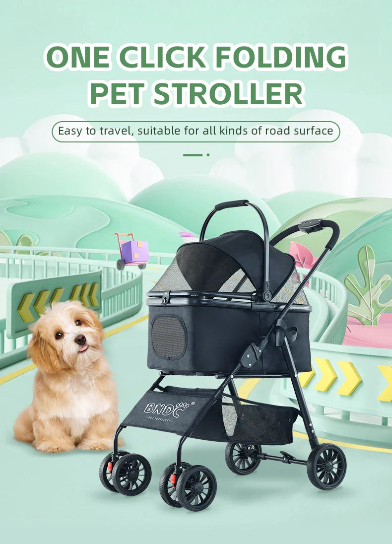 JMT-306314 Foldable Travel Pet Stroller for Dogs and Cats - Lightweight and Compact Design